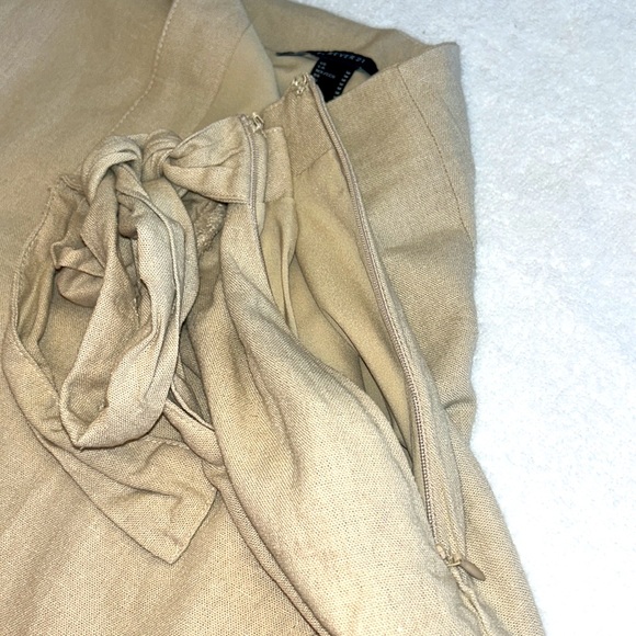 Forever 21 Tan Brown Beige Faux Mini Wrap Linen Skirt sz M EUC Sexy Simple - Picture 8 of 16